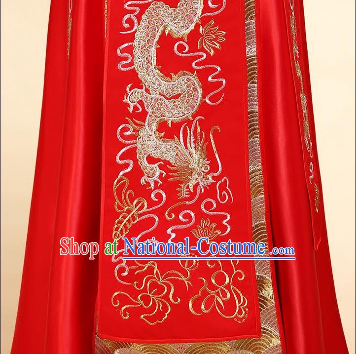 Ancient Chinese Costume Xiuhe Suits Chinese Style Wedding Dress Red Ancient Women Longfeng Dragon And Phoenix Flown Bride Toast Cheongsam