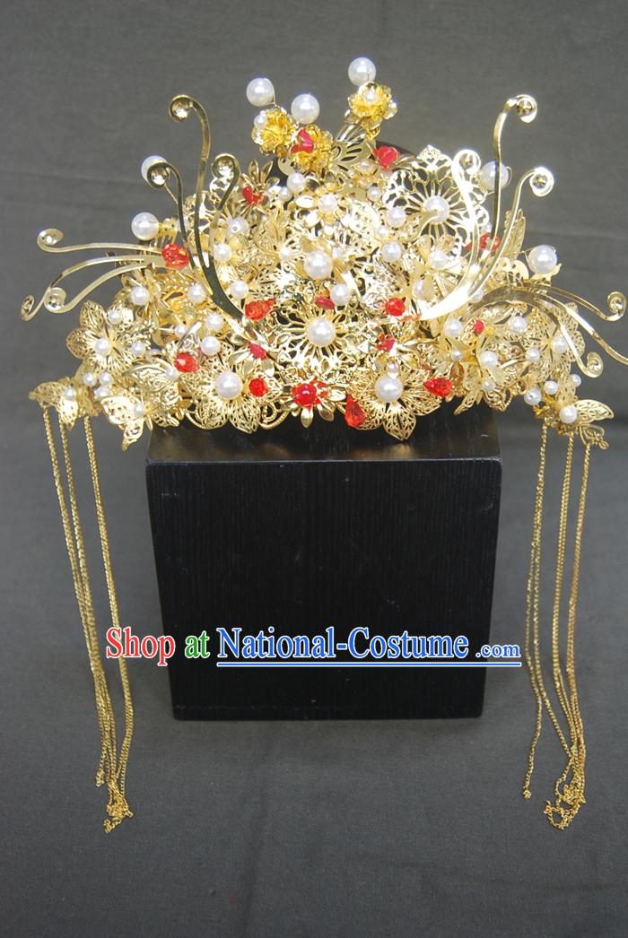 Chinese Ancient Style Hair Jewelry Accessories, Hairpins, Headwear, Headdress, Hanfu Hair Fascinators Xiuhe Bride Wedding Accessories for Women