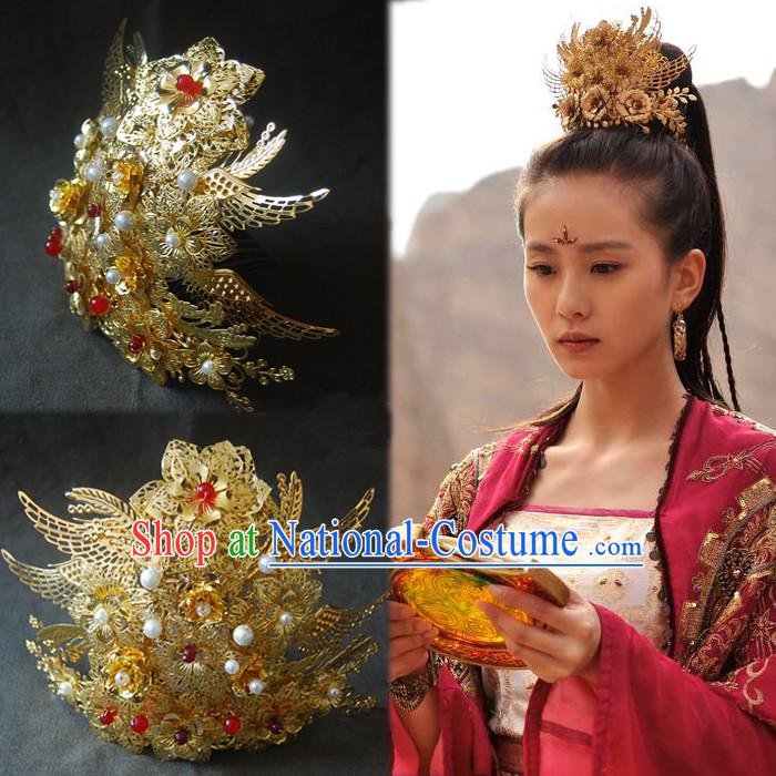 Chinese Ancient Style Hair Jewelry Accessories, Hairpins, Headwear, Phoenix Headdress, Hanfu Hair Fascinators Bride Wedding Accessories for Women