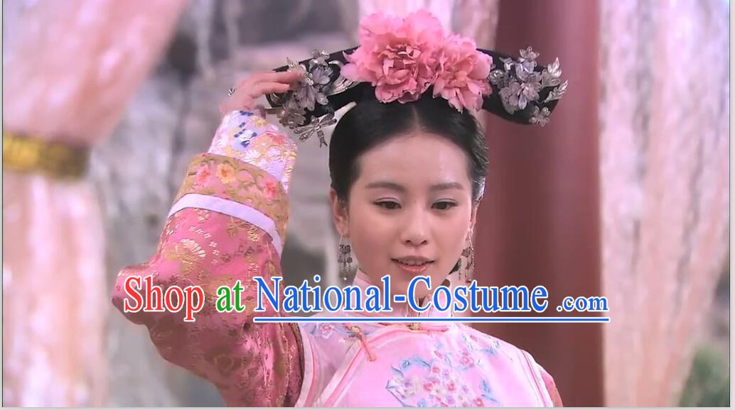 Ancient Chinese Palace Lady Qing Dynasty Wigs and Handmade Hair Accessories For Women