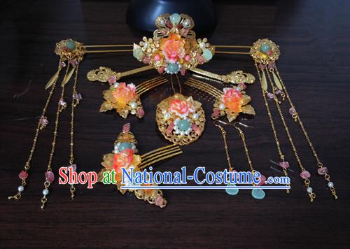 Chinese Ancient Style Hair Jewelry Accessories, Hairpins, Hanfu Xiuhe Suits Wedding Bride Headwear, Headdress, Imperial Empress Handmade Hair Fascinators for Women