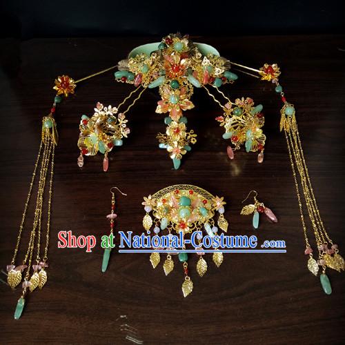 Chinese Ancient Style Hair Jewelry Accessories, Hairpins, Hanfu Xiuhe Suits Wedding Bride Headwear, Headdress, Imperial Empress Handmade Hair Fascinators for Women