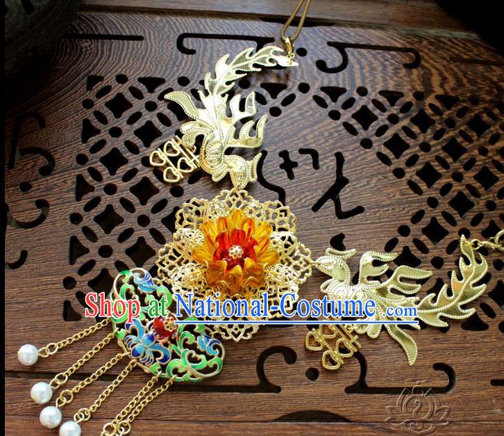 Chinese Imperial Queen Necklace, Empress Necklaces, Xiuhe Suit Hanfu Accessories For Women