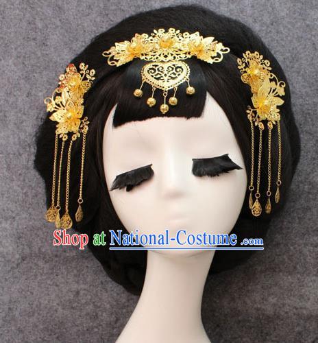 Chinese Ancient Style Hair Jewelry Accessories, Hairpins, Xiuhe Suits Wedding Bride Headwear, Headdress Set, Imperial Empress Handmade Phoenix Hair Fascinators for Women