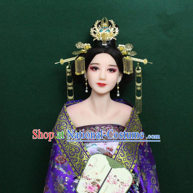 Chinese Ancient Style Hair Jewelry Accessories, Hairpins, Tang Dynasty Xiuhe Suits Wedding Bride Headwear, Headdress, Imperial Empress Handmade Phoenix Hair Fascinators for Women