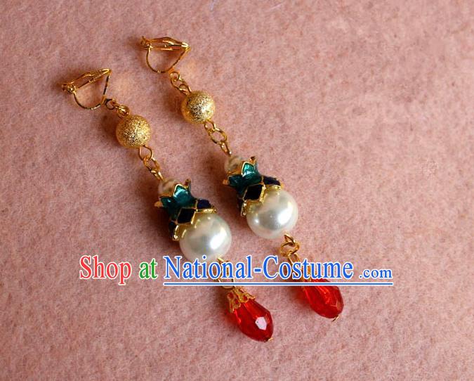 Ancient Chinese Style Imperial Palace Empress Queen Wedding Cloisonnè Earrings For Women