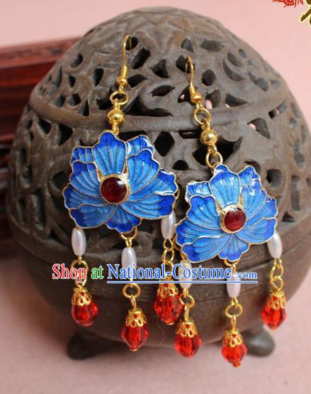 Ancient Chinese Style Imperial Palace Empress, Queen Wedding Cloisonn Earrings For Women