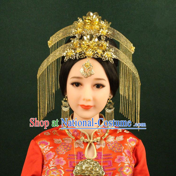 Chinese Ancient Style Hair Jewelry Accessories, Hairpins, Tang Dynasty Xiuhe Suits Wedding Bride Imperial Empress, Cosplay Queen Handmade Phoenix for Women