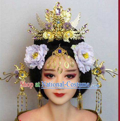 Chinese Ancient Style Hair Jewelry Accessories, Hairpins, Tang Dynasty Xiuhe Suits Wedding Bride Imperial Empress, Cosplay Princess Handmade Phoenix for Women