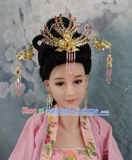 Chinese Ancient Style Hair Jewelry Accessories, Hairpins, Hanfu, Wedding Bride Imperial Empress Princess Handmade Phoenix for Women