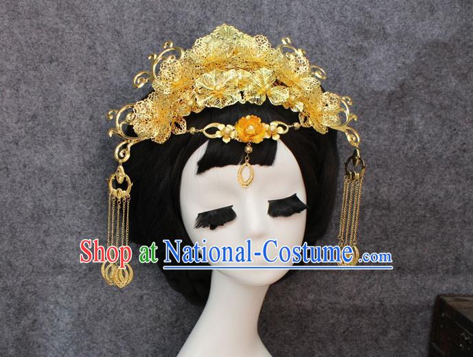 Chinese Ancient Style Hair Jewelry Accessories, Hairpins, Hanfu Xiuhe Suit Wedding Bride Phoenix Coronet, Hair Accessories for Women