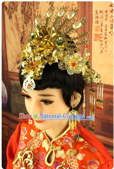 Chinese Ancient Style Hair Jewelry Accessories, Hairpins, Hanfu, Xiuhe Suit Wedding Bride Phoenix Coronet, Hair Accessories for Women