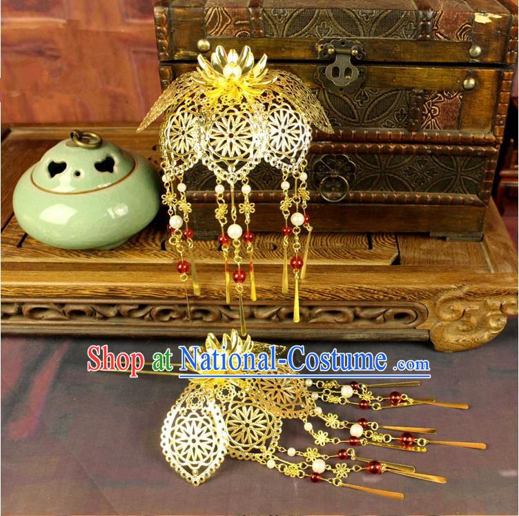 Chinese Ancient Style Hair Jewelry Accessories, Hairpins, Tang Dynasty Xiuhe Suit Wedding Bride Phoenix Coronet, Hair Accessories for Women