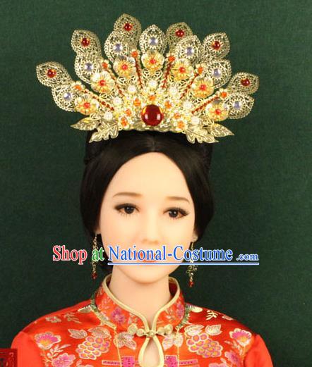 Chinese Ancient Style Hair Jewelry Accessories, Hairpins, Han Dynasty Hanfu Xiuhe Suit Wedding Bride Phoenix Coronet, Hair Accessories for Women