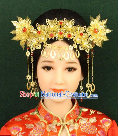 Chinese Ancient Style Hair Jewelry Accessories, Hairpins, Han Dynasty Princess Hanfu Xiuhe Suit Wedding Bride Phoenix Coronet, Hair Accessories for Women