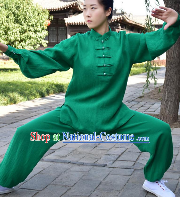 Top Kung Fu Flax Clothing Mandarin Costume Jacket Martial Arts Clothes Shaolin Uniform Kungfu Uniforms Supplies for Men Women Adults Children