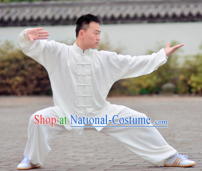 White Top Kung Fu Flax Clothing Mandarin Costume Jacket Martial Arts Clothes Shaolin Uniform Kungfu Uniforms Supplies for Men Women Adults Children