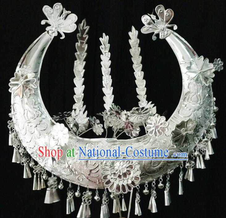 Traditional Chinese Miao Princess Empress Queen Brides Wedding Headpieces Hair Fascinators Jewelry Decorations Hairpins Phoenix Crown Coronet