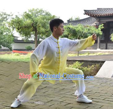 Top Color Transition Kung Fu Outfit Martial Arts Uniform Kung Fu Training Clothing Gongfu Flax Suits for Men Women Adults Children