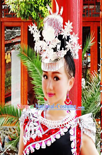 Chinese Miao Tribe Headwear Silver Hat