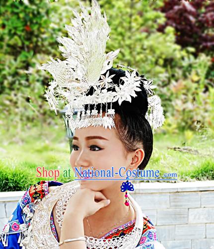 Chinese Princess Miao Tribe Headwear Silver Hat