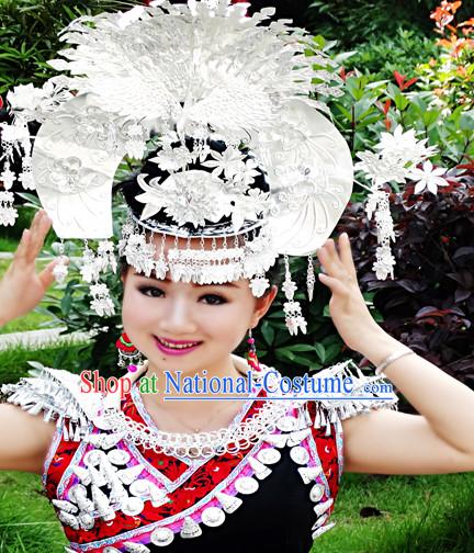 Chinese Princess Miao Tribe Headwear Silver Hat