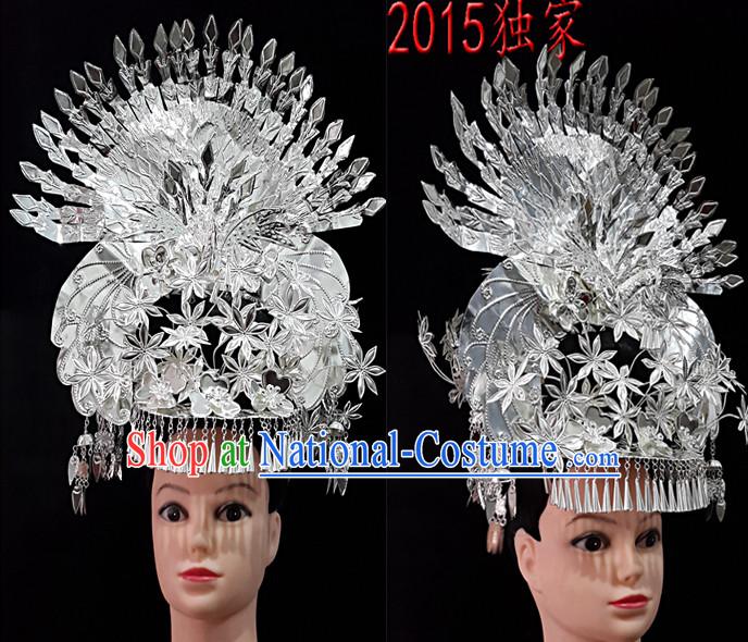 Chinese Princess Miao Tribe Headwear Silver Hat Phoenix Headwear