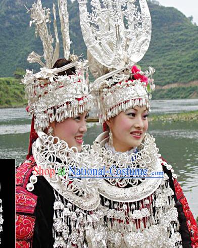 Chinese Princess Miao Tribe Headwear Silver Hat Phoenix Headwear