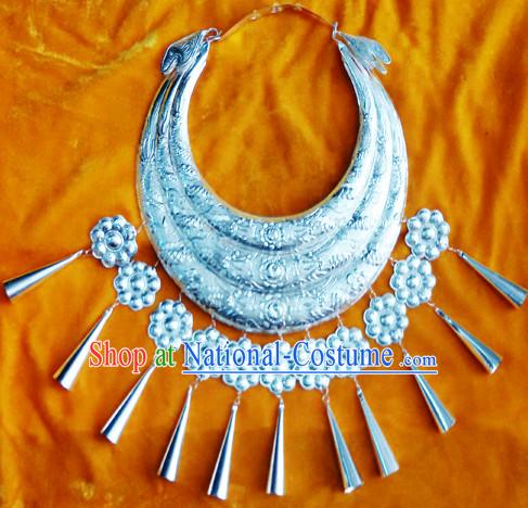 Chinese Princess Miao Tribe Silver Necklace