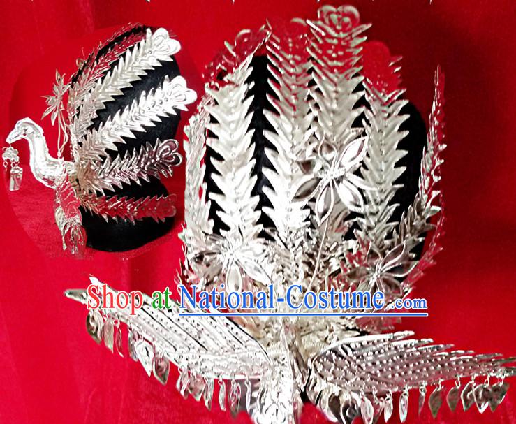 Chinese Princess Miao Tribe Headwear Silver Hat Phoenix Headwear