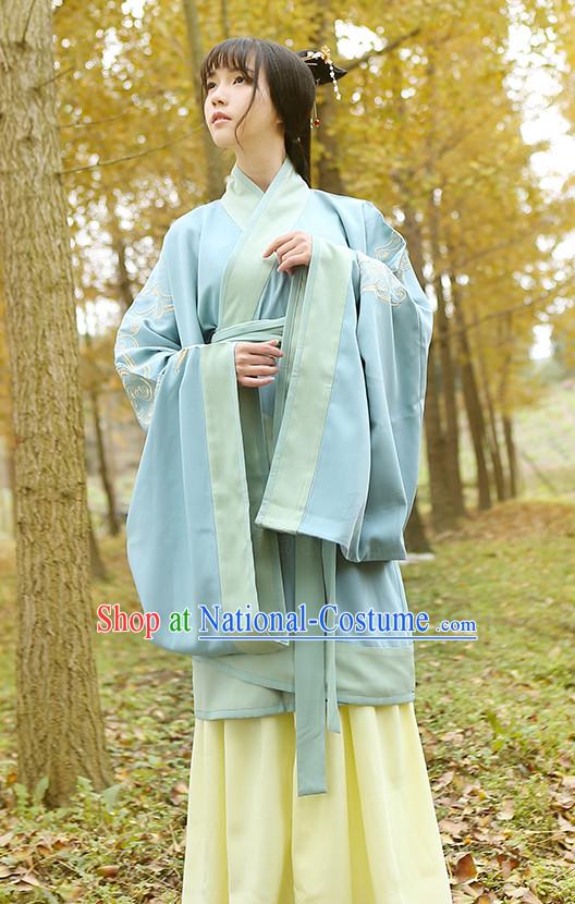 Ancient Chinese Hanfu Clothing and Headpieces Complete Set for Women