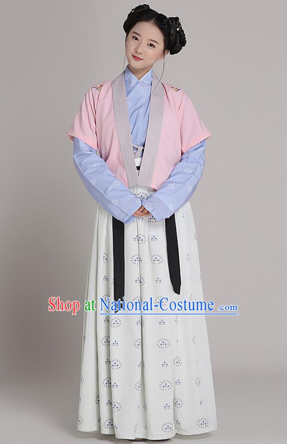 Chinese National Costumes Clothing and Headwear Complete Set for Women