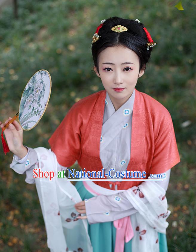 Chinese National Costumes Clothing and Headpieces Complete Set for Women