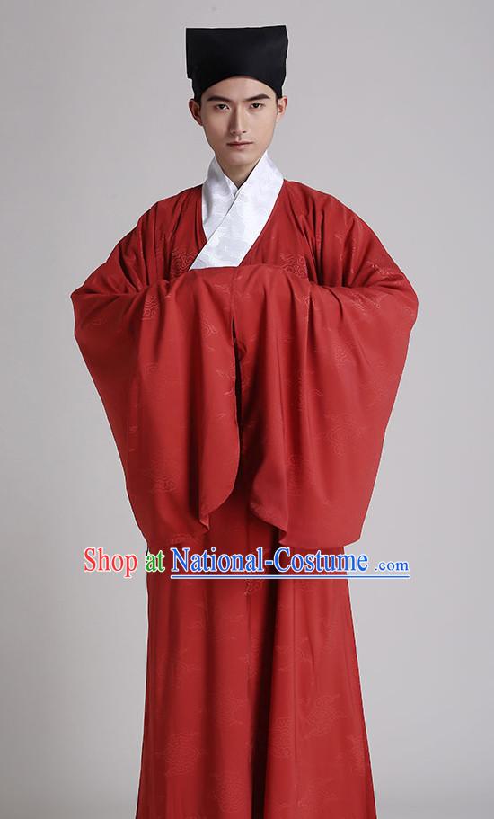 Chinese National Costumes Kimono Dress Clothing and Hat Complete Set for Men