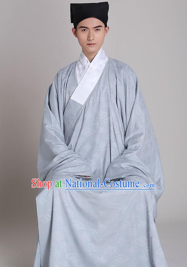 Chinese Style Dresses Kimono Dress Clothing and Hat Complete Set for Men