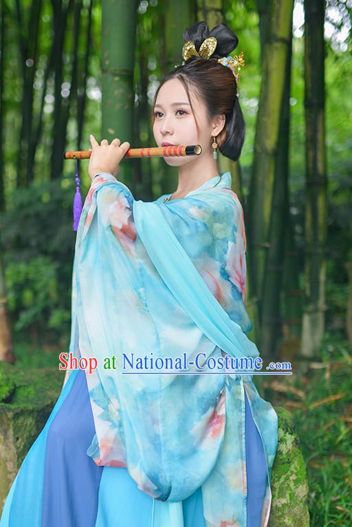 Chinese Style Dresses Kimono Dress Tang Dynasty Outfit and Hair Accessories Complete Set for Women