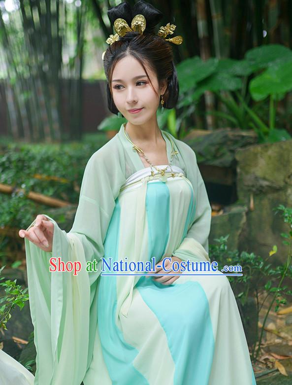 Chinese Style Dresses Kimono Dress Tang Dynasty Outfit and Hair Accessories Complete Set for Women