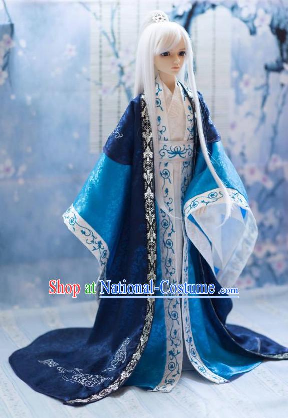 Ancient Chinese Style Dresses Clothing Clothes Han Chinese Costume Hanfu and Hair Jewelry Complete Set for Men Adults Children