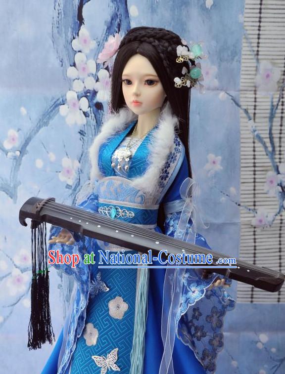 Ancient Chinese Style Dresses Princess Clothing Clothes Han Chinese Costume Hanfu and Hair Jewelry Complete Set for Women Adults Children