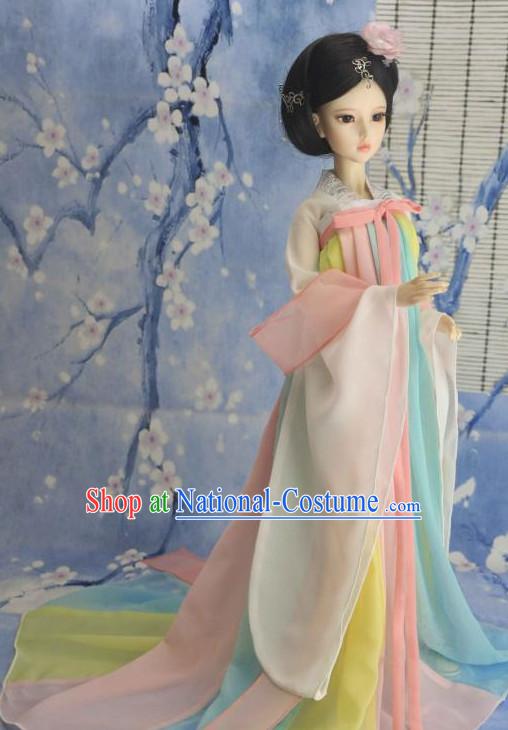 Ancient Chinese Style Dresses Tang Dynasty Clothing Clothes Han Chinese Costume Hanfu and Hair Jewelry Complete Set for Women Adults Children