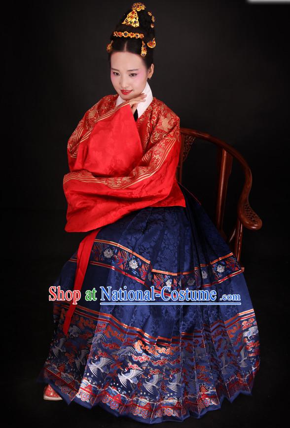 Chinese Style Dresses Kimono Dress Song Dynasty Outfits and Hat Complete Set for Women