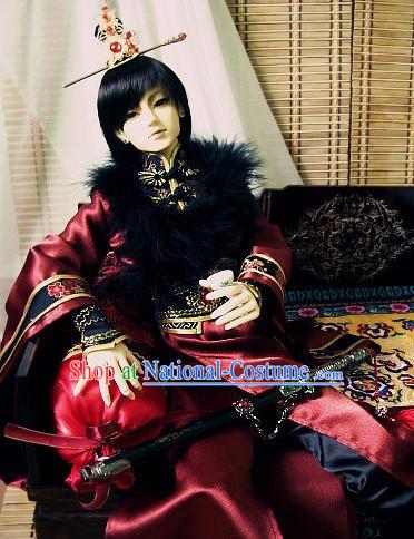 Ancient Chinese Prince Emperor Hanfu Costumes and Headwear Complete Set for Men Boys Adults Kids