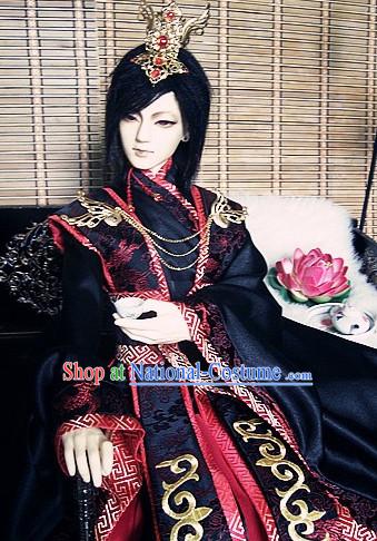 Ancient Chinese Prince Emperor Hanfu Costumes and Headwear Complete Set for Men Boys Adults Kids