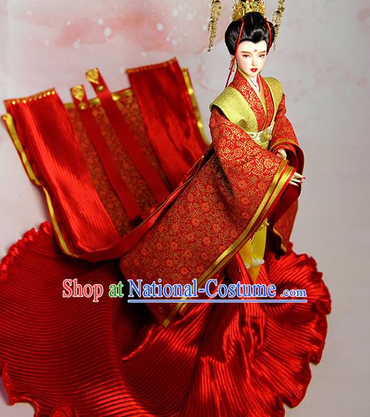 Ancient Chinese Princess Empress Queen Hanfu Costumes and Hair Accessories Complete Set for Women Girls Adults Kids