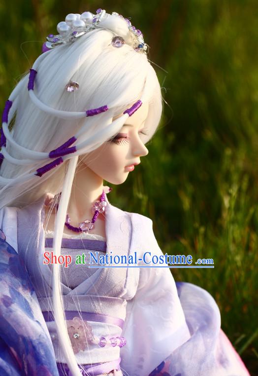 Ancient Chinese Style White Wigs and Hair Accessories