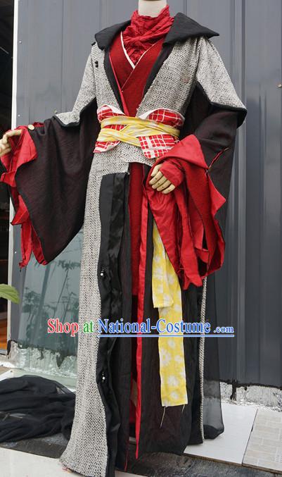 Chinese Style Dresses Chinese Swordsman Clothing Clothes Han Chinese Costume Hanfu and Hair Jewelry Complete Set for Men Adults Children