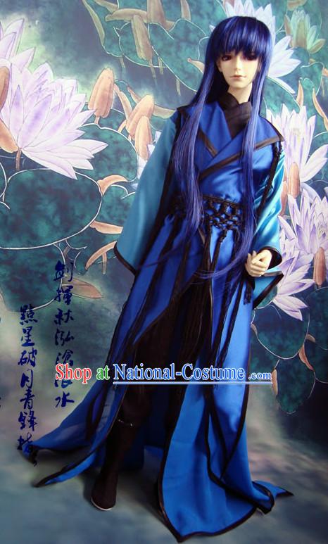 Chinese Style Dresses Chinese Swordsman Clothing Clothes Han Chinese Costume Hanfu and Hair Jewelry Complete Set for Men Adults Children