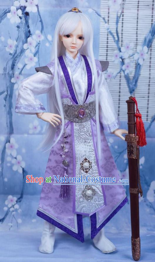 Chinese Style Dresses Chinese Swordsman Clothing Clothes Han Chinese Costume Hanfu and Hair Jewelry Complete Set for Men Adults Children