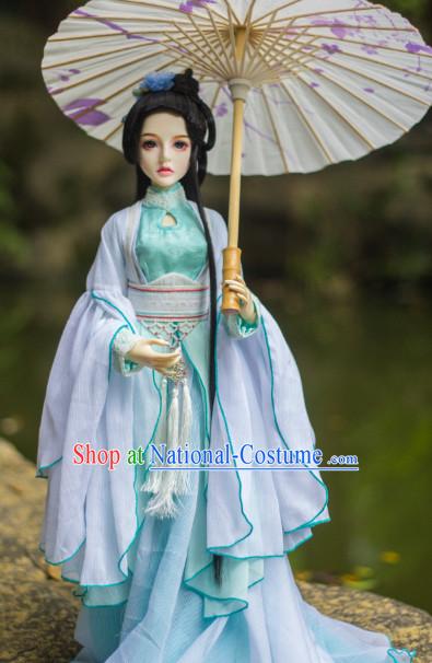 Ancient Chinese Hanfu Clothing and Hair Jewelry Complete Set for Women