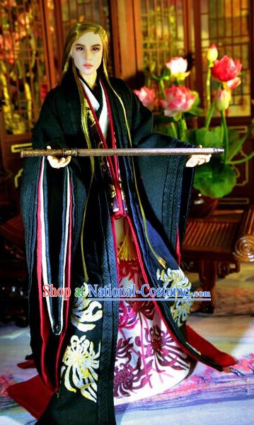 Ancient Chinese Female Princess Queen Empress Black Wigs and Hair Accessories Set